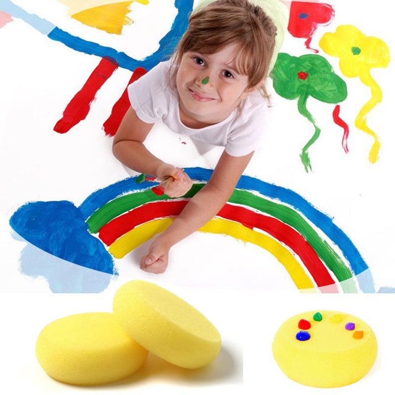 دبليو اي اف جي اي ام اف 4 قطعة إسفنجة طلاء مستديرة WAFJAMF 2.96 بوصة إسفنجة حرفية صفراء إسفنجة الطين لرسم الوجه والحرف الفنية - Image 5